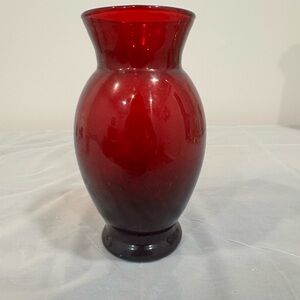 Vintage Ruby Red Glass Vase | Art Glass Decor